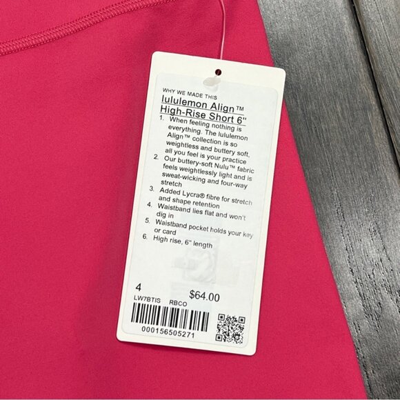 Lululemon Align High-Rise Short 6" Raspberry Coulis NWT - Picture 4 of 7